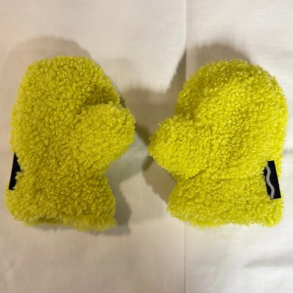 Toddler Neon Green Sherpa Fleece Mittens